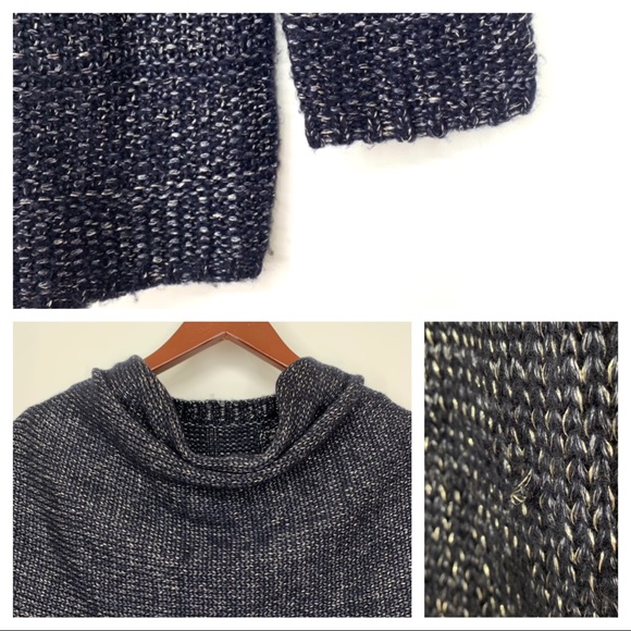 White House Black Market Navy Blue Metallic Fleck  Sweater With Removable Scarf - Picture 14 of 16